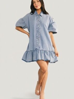 Baltic Born Laguna Short Dress | Light Wash Size XL